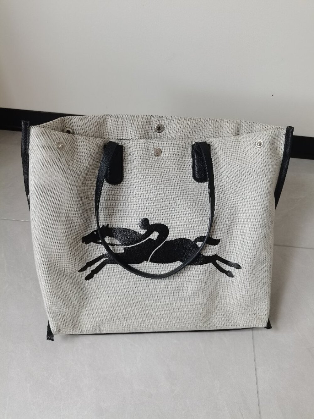 Essential Toile Large Canvas Tote Shoulder Bag